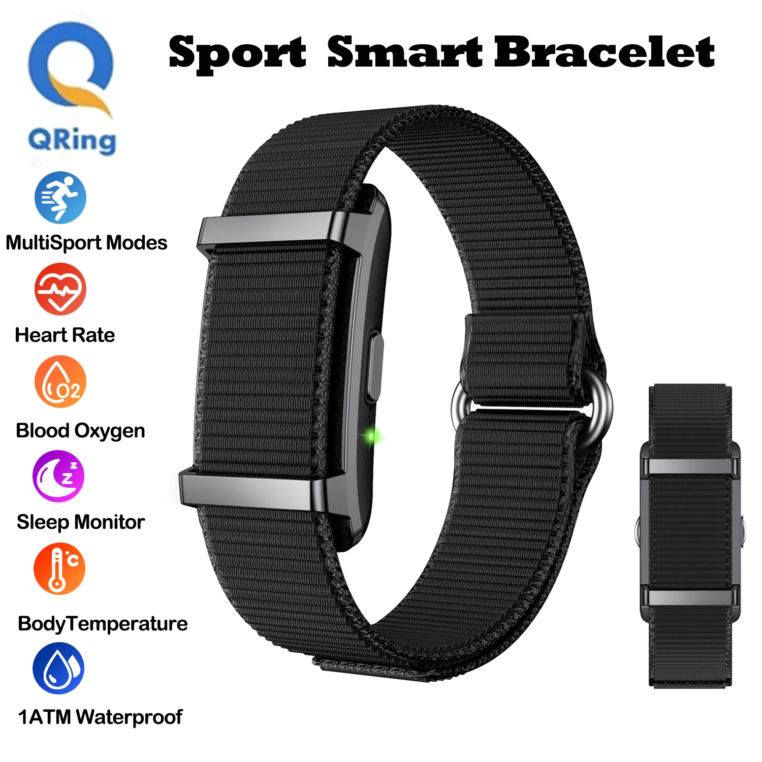 No Screen Sport Fitness Tracker Smart Bracelet Heart Rate Blood Pressure Monitor Multi Sport Modes 1ATM Waterproof for Men Women