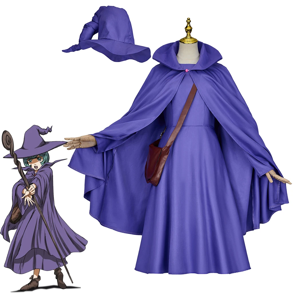 

Schierke Cosplay Costume Witch Outfit Purple Dress Cloak Hat Full Set Uniform Women Halloween Party Carnival Role Play Clothes