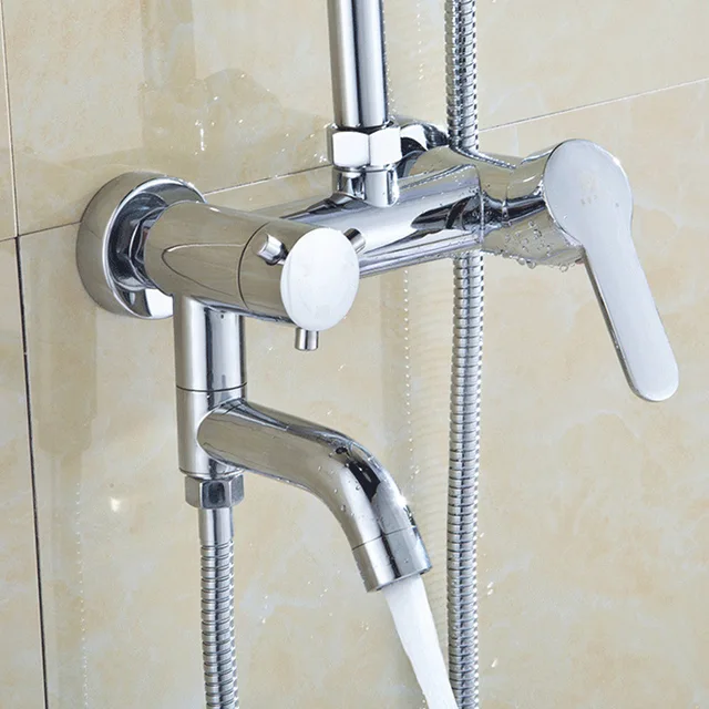 ห้องน้ำก๊อกน้ำก๊อกอ่างอาบน้ำแตะ Chrome ก๊อกน้ำติดผนังทองเหลือง 1