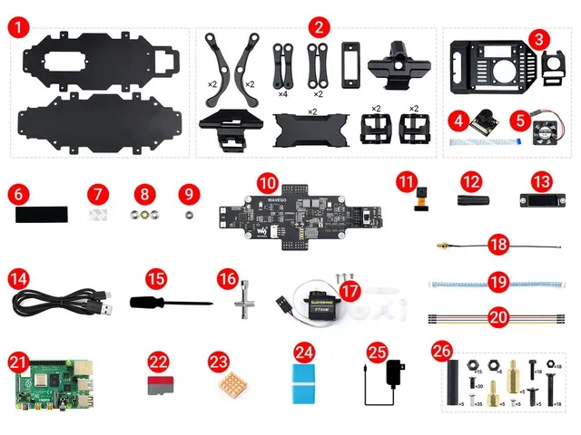 Waveshare Wavego ��ü ���� ������ ��� �κ�, ESP32 �� PI4B �� ���� �ҽ�, �� �ν�, ���� ����, 12-DOF