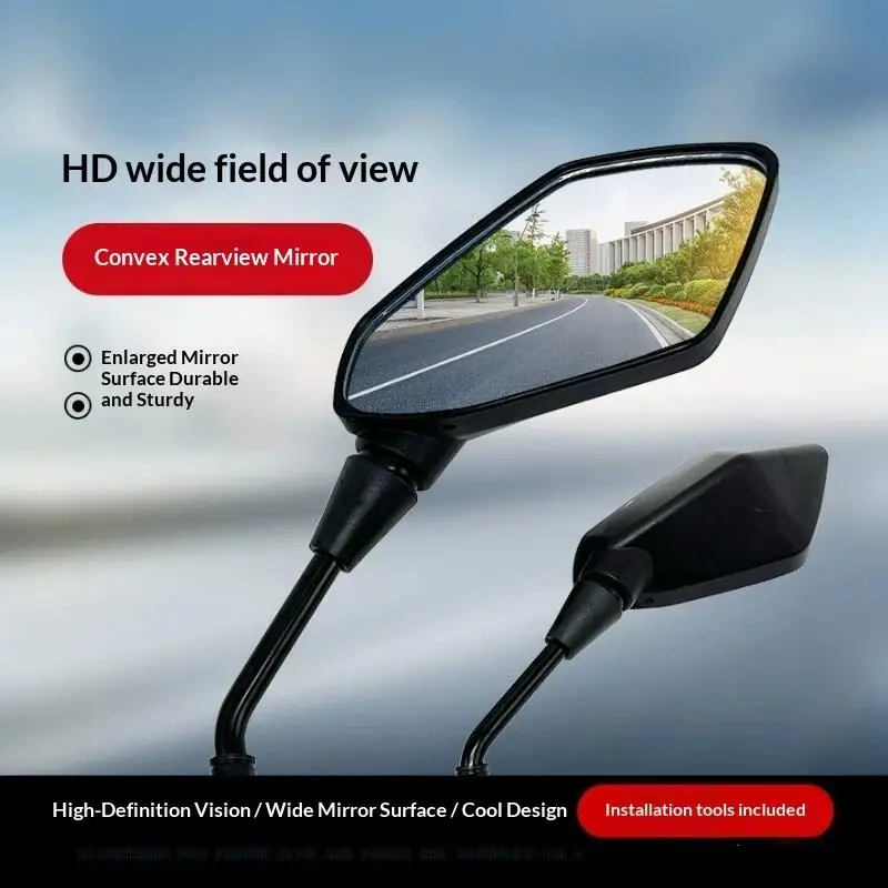 Universal Rearview Mirrors for Scooters and E-Bikes - 1 Pair of Handlebar Convex Mirrors