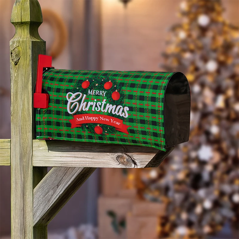 Merry Christmas Mailbox Cover Magnetic Standard Winter Snowflake Decorative Christmas Large Mailbox Wraps Post Letter Box