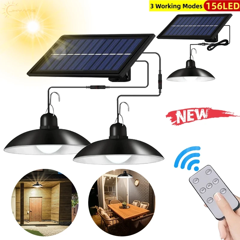 SolarPendantLightMotionSensorLedSolarPoweredLampwithRemoteControlChandelierCamping