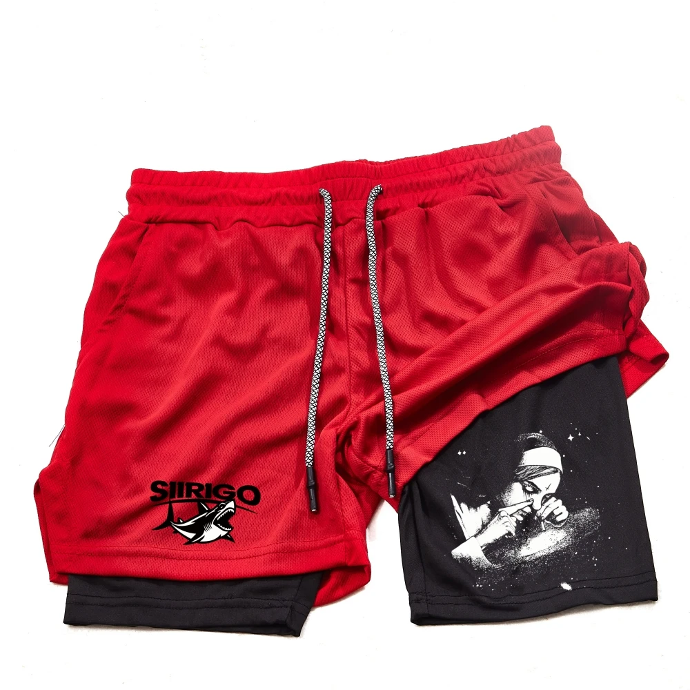 Men's and Women's Running Shorts Fitness Gym Training 2-in-1 Sports Shorts Fast Dry Training Slow Running Double layered Summer 3