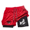 Men's and Women's Running Shorts Fitness Gym Training 2-in-1 Sports Shorts Fast Dry Training Slow Running Double layered Summer 3