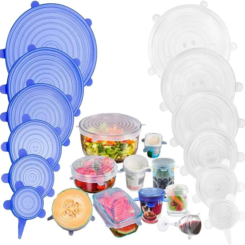 

Silicone Cover Stretch Lids Reusable Airtight Food Wrap Covers Keeping Fresh Seal Bowl Stretchy Wrap Cover Kitchen Cookware