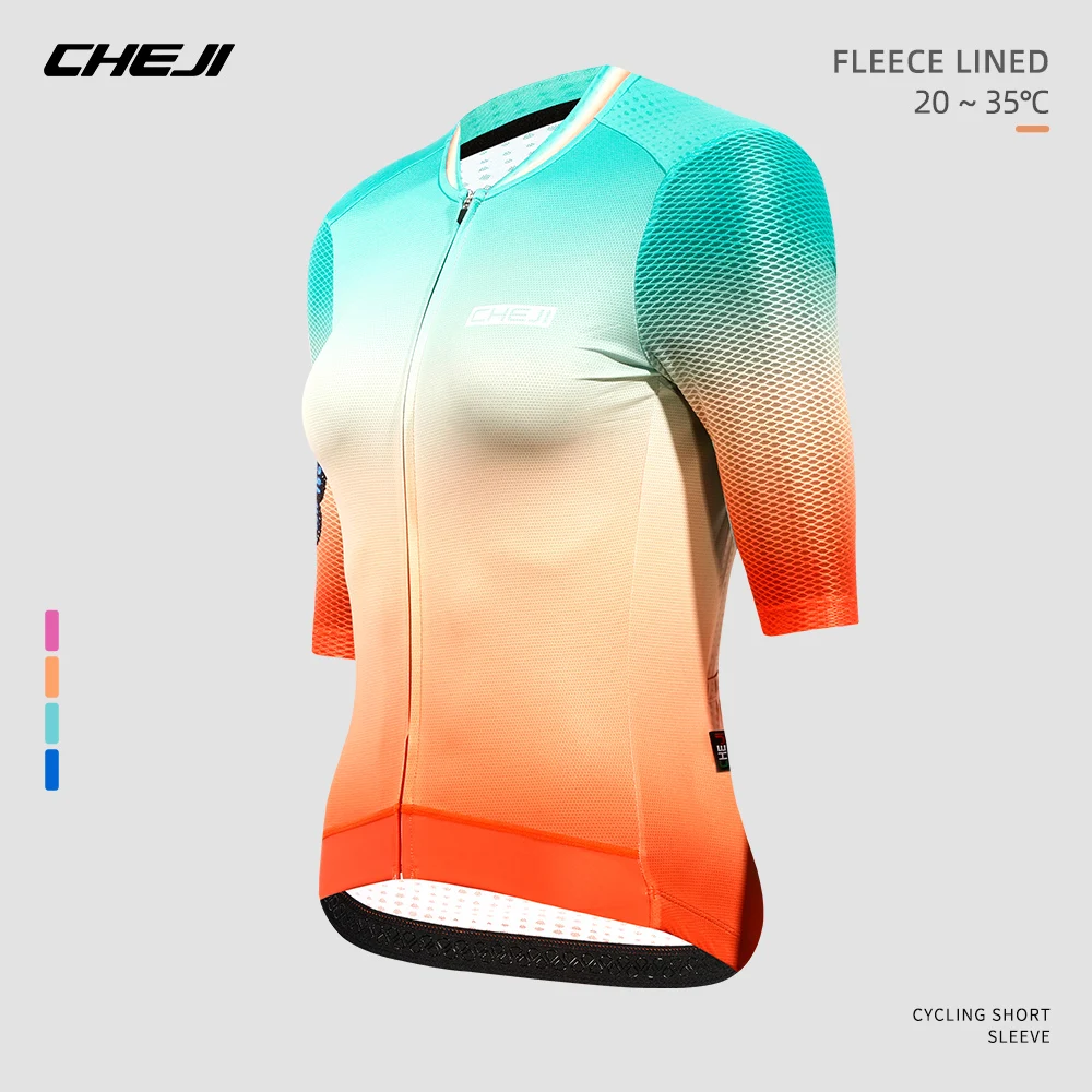 CHEJI Women cycling jersey, summer cycling shirt, sport shirt, short-sleeved clothing for bicycles