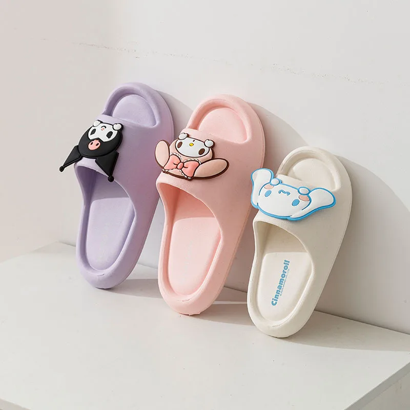 Miniso Family Slippers Cute Soft Lightnes Cloud Like In Door Slides Kuromi My Melody Pochacco Sweet Shoes For Kids EVA