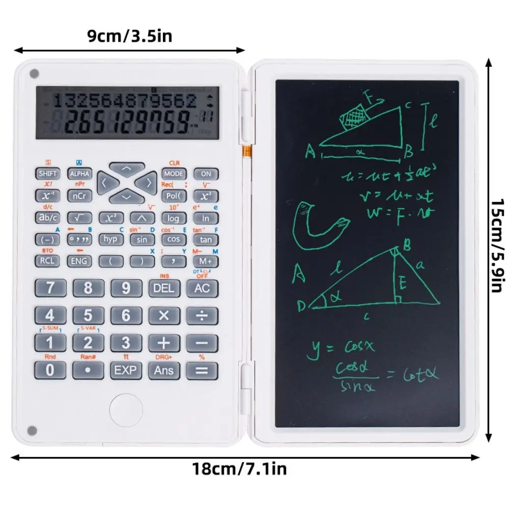 3 in 1 과학 계산기 접이식 6인치 사무용 LCD 드로잉 패드 지울 수 있는 실용적인 LCD 필기 보드(스타일러스 포함)