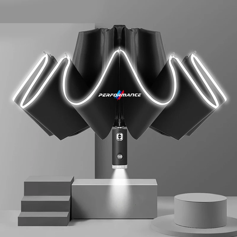 For BMW M F10 F15 F20 F30 G20 G30 E70 X1 X3 X4 X5 X7 E39 E46 E60 E90 Car Led Light Automatic Folding Windproof Sunshade Umbrella