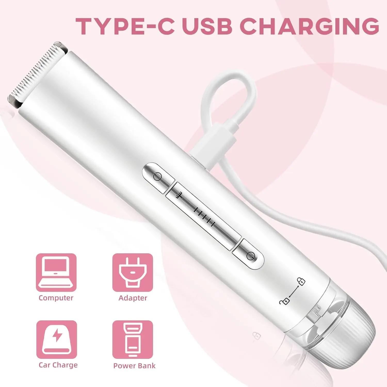 2 in 1 Electric Women Shaver Dual Head Bikini Trimmer Waterproof Wet Dry Use Facial Hair Remover for Underarm Leg Arm Body Face