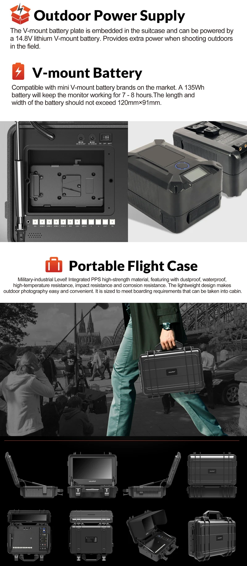 BM120-4KS 12.5'' with carry on 4K broadcast director monitor + suitcase and V B