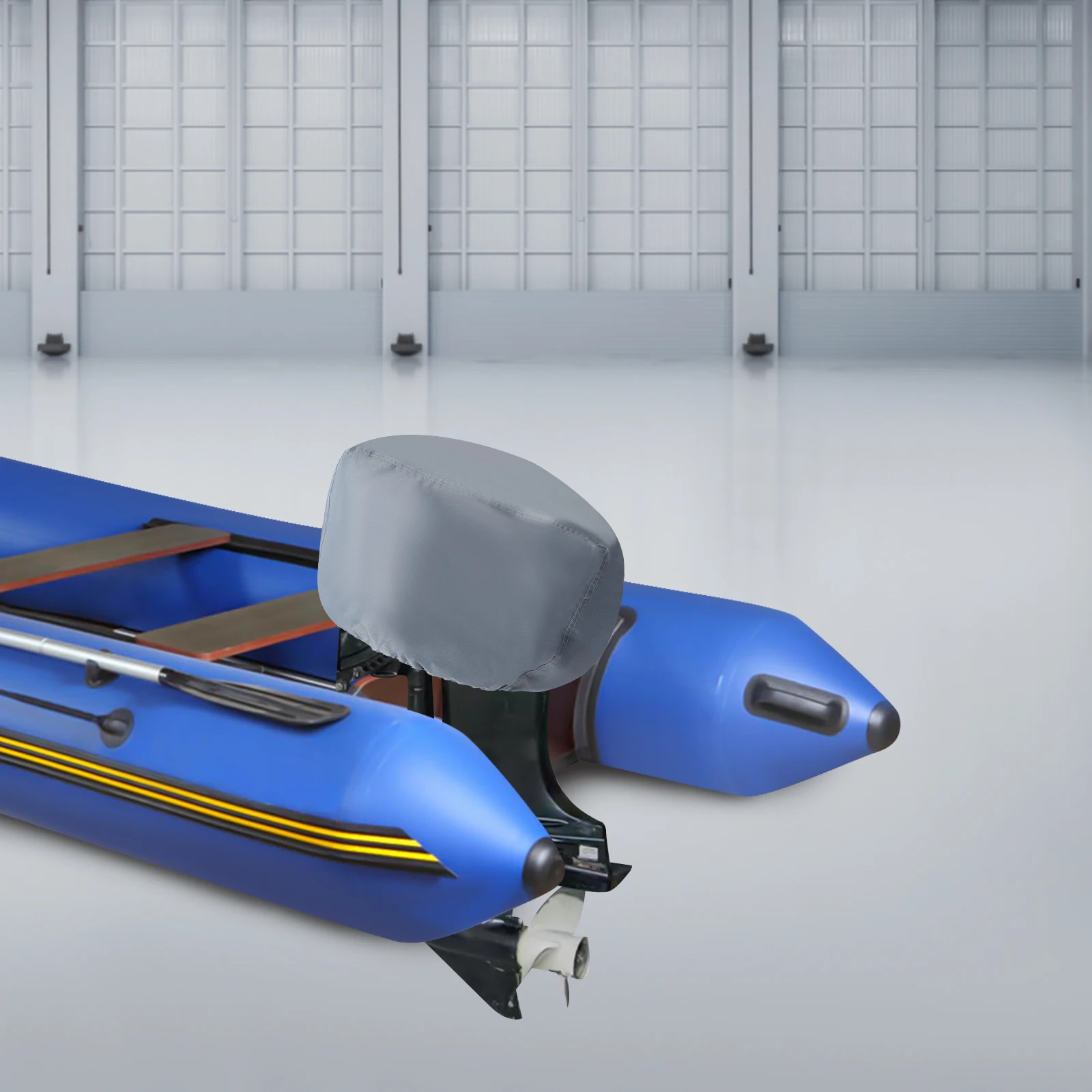 Außenbordmotorabdeckung 420D Heavy Duty wasserdichte Bootsmotorabdeckung Bootsmotorhaubenabdeckungen für Motor bis zu 15–20 PS – Detail 10