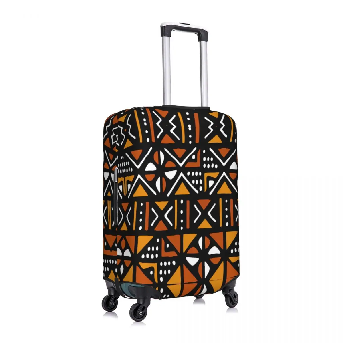 Orange Bogolan African pattern luggage cover protector Africa ethnic tribal art travel suitcase protective cover for 18-32 Inch