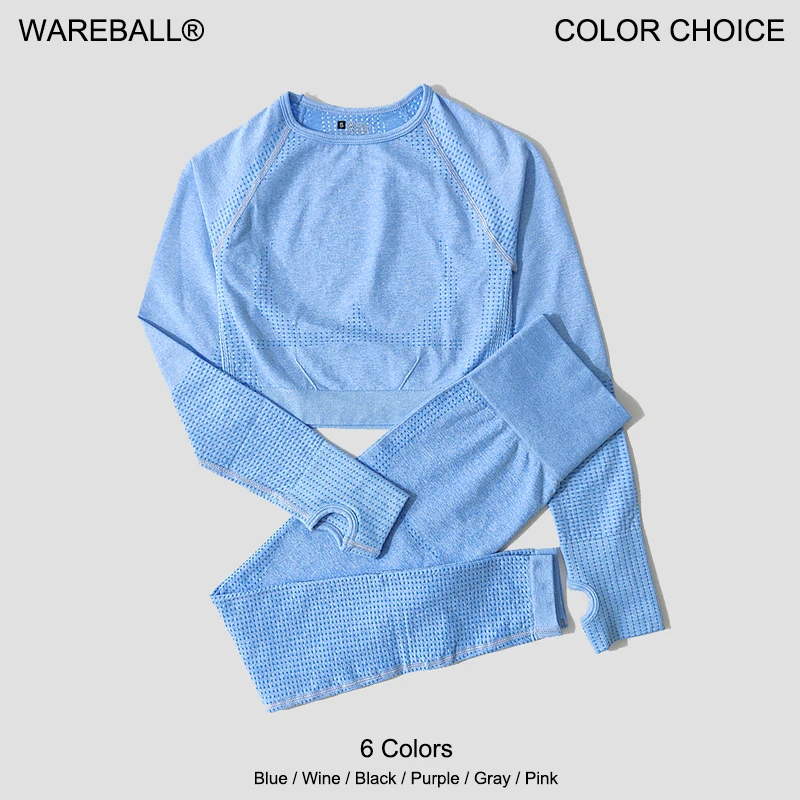 피트니스 하이웨스트 레깅스 크롭탑 셔츠 및 탑 운동복 세트 여성용, 봉제선 없는 요가 의류, 활동복