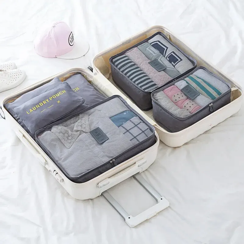 Rilibegan Polyester Travel Storage Bag Set Foldable Toiletry Bag Clothing Storage Cinching Travel