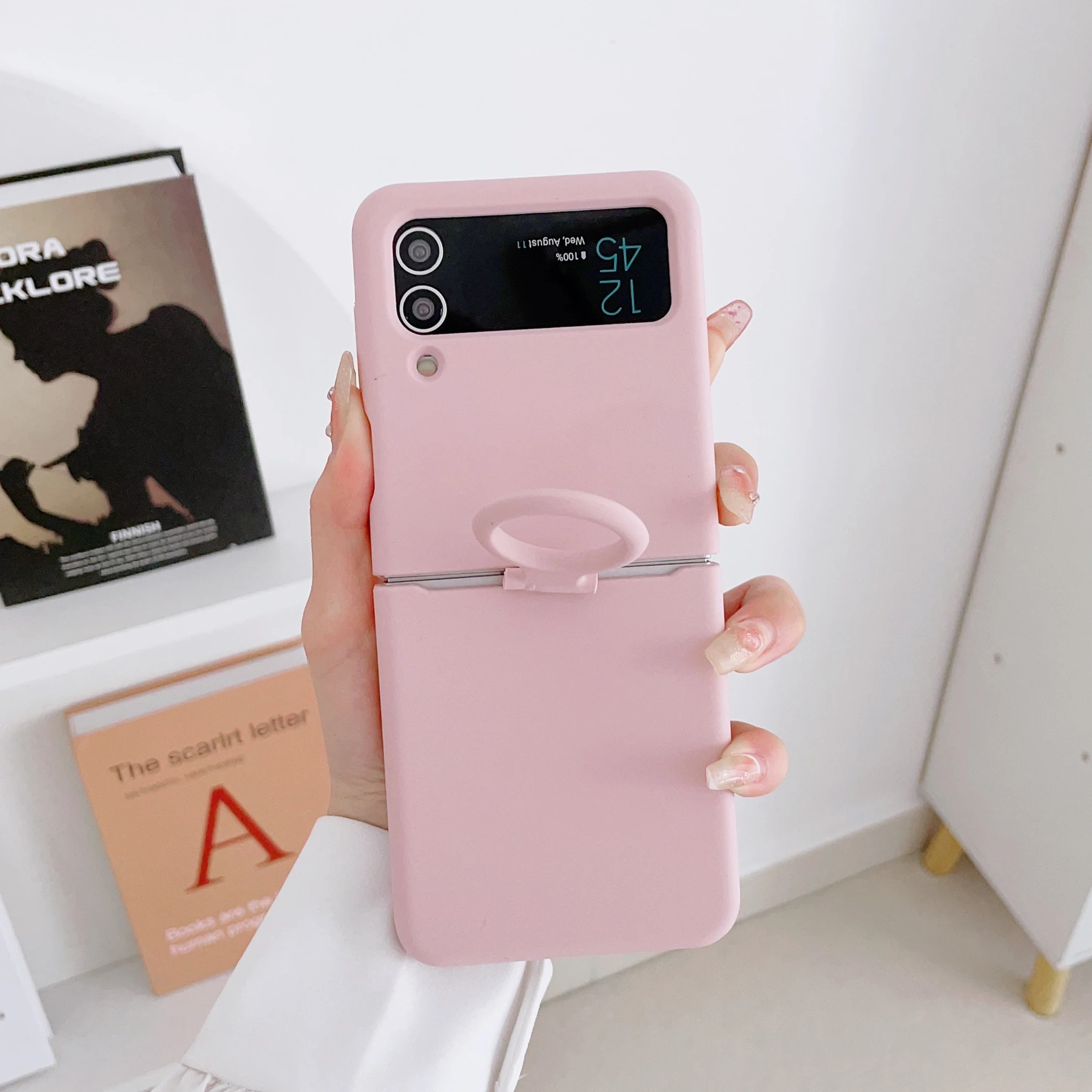 Liquid Silicone Ring Holder Case for Foldable Phones - Full Protection Fashion Cover