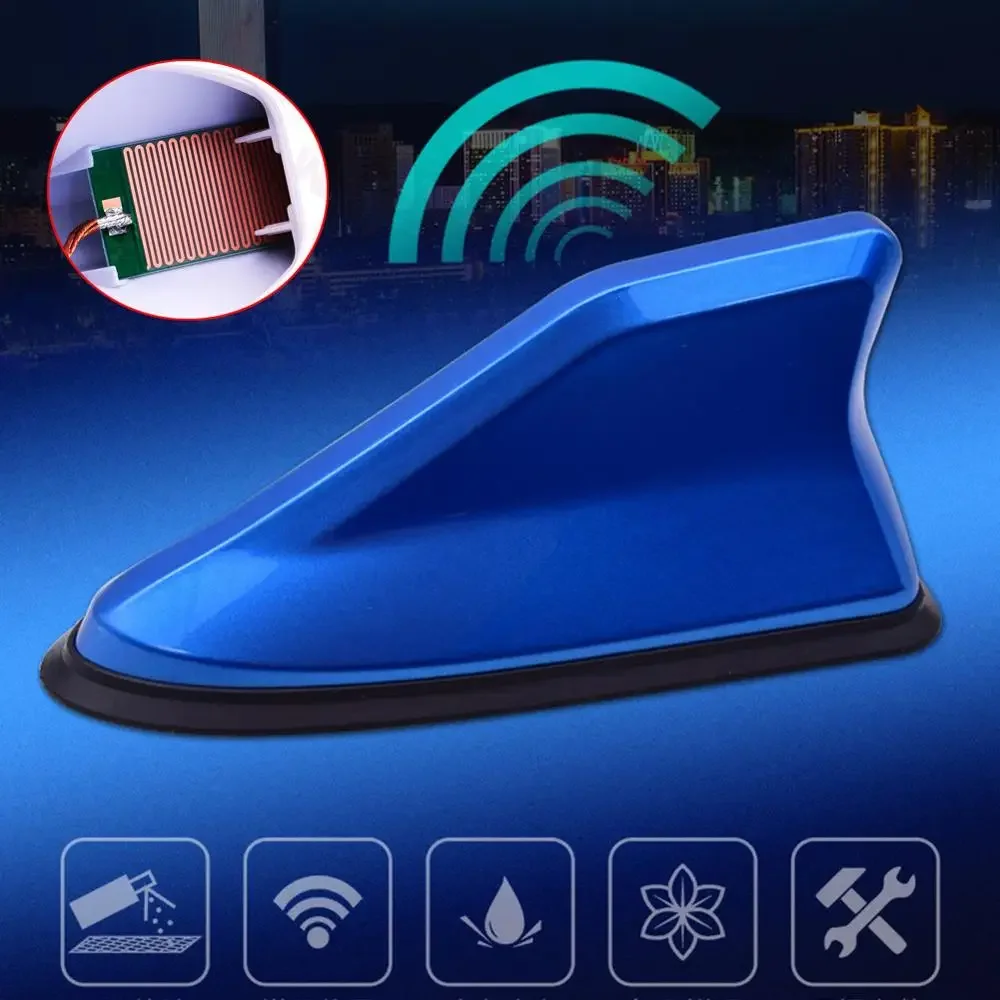 New 1 Pc Universal FM Signal Amplifier Car Radio Aerials Shark Fin Antenna Car Roof Decoration Auto Side Replacement 6 Colors