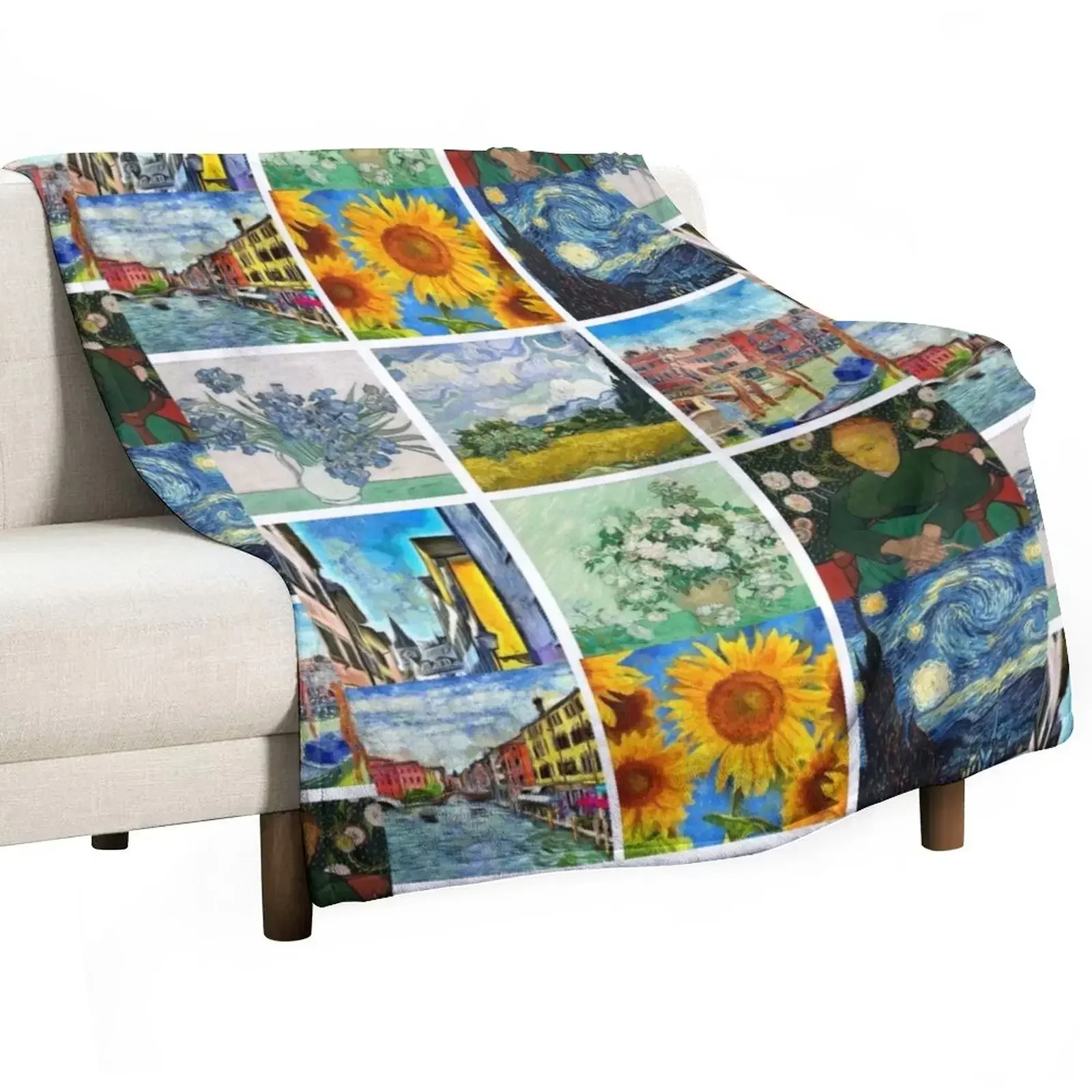 

van gogh artwork collage Throw Blanket Decorative Throw Decorative Sofas Blankets