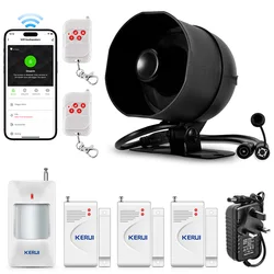 Smart Wireless Security Alarm System with Loud Siren and Motion Sensor Integration - UK Plug (Siren Alarm KIT 6)