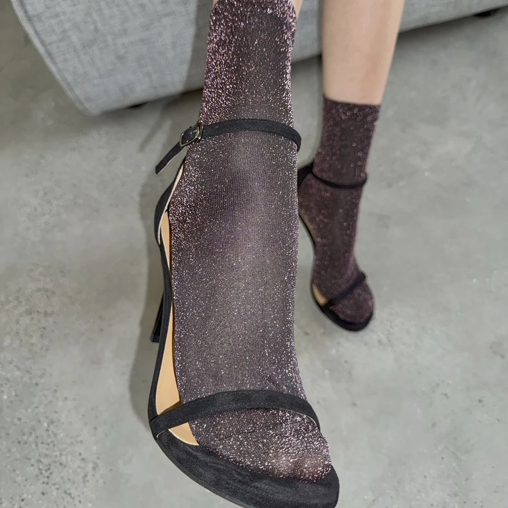 5 أزواج من الجوارب الصيفية اللامعة للنساء، جوارب طاقم بلينغ بلينغ، جوارب قصيرة مثيرة للحفلات، أزياء عالية الجودة للسيدات