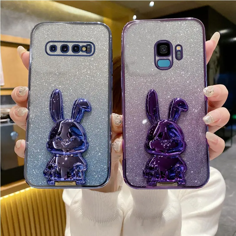 S10 Cute Rabbit Holder Case On Per Samsung Galaxy S10 Plus S 10 Plus S10 Note10 20 Ultra Plus Stand Cover S21Fe S 20 Fe S23 Fe