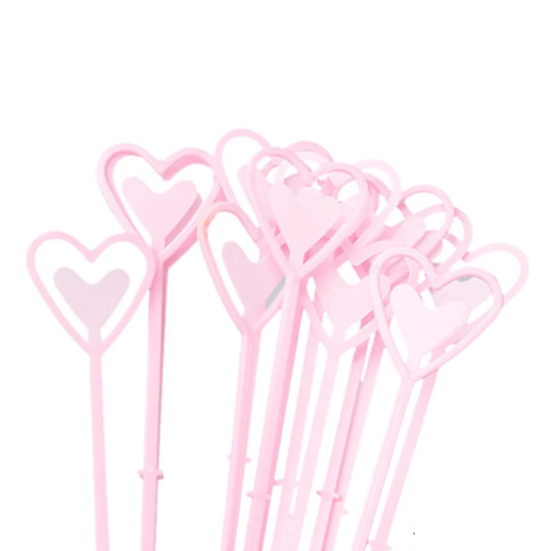 80Pcs Multi-purpose Heart Shaped Plastic Flower Card Holder Message Card Clip For Bouquet Arrangement Wedding Party Decoration