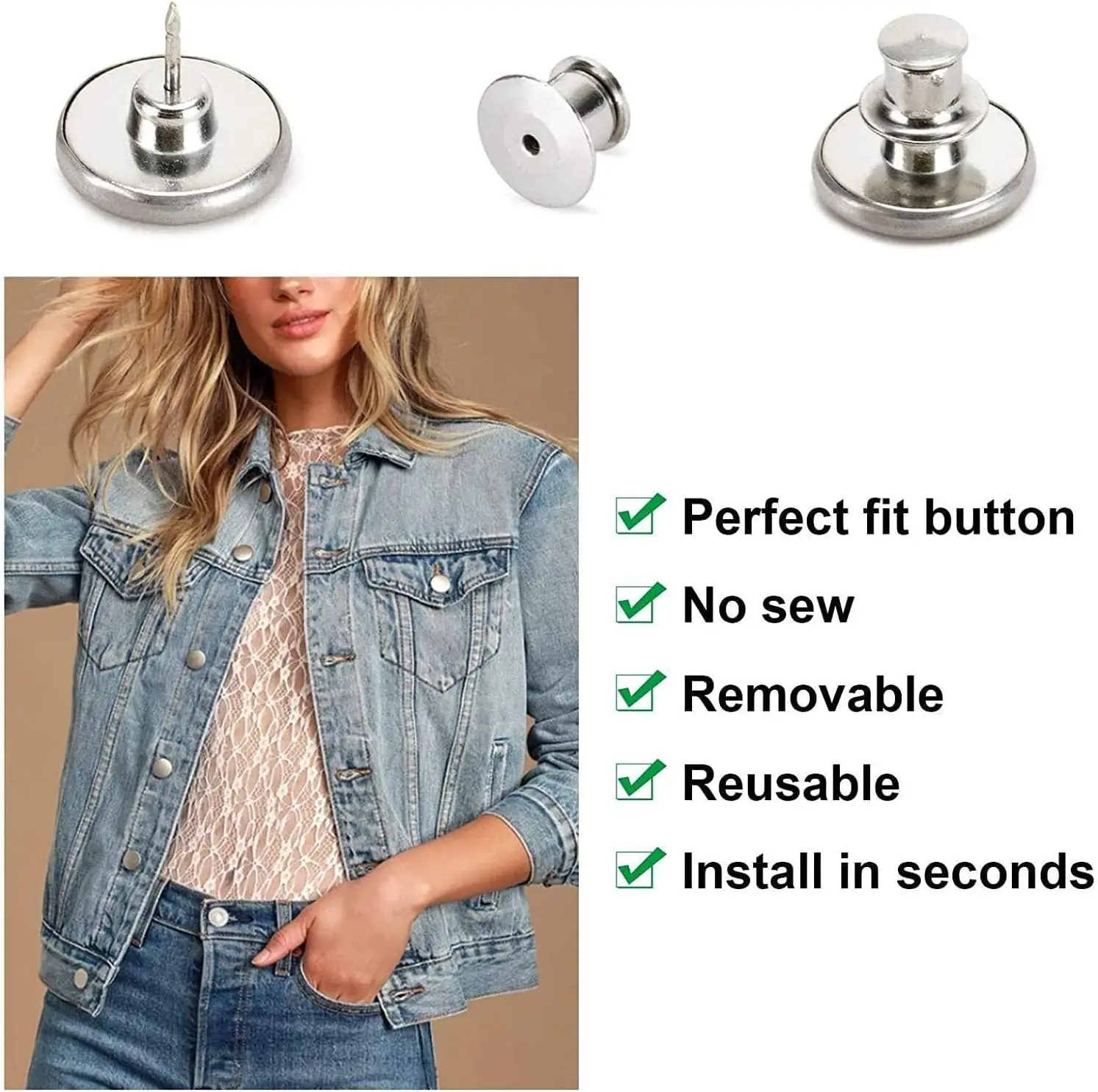 Alpinleux 20 Bottoni Staccabili Senza Cucire Per Jeans, Pantaloni E Camicie - Bianco, Diametro 11,2 Mm