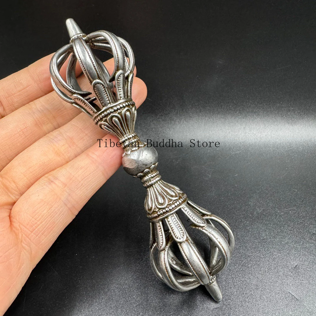 Buddhist Dharma Artifact Nine-strand Golden Steel Pestle Tibet Cold Iron Puba Pestle Vajra Tiantie Warm and Quaint Collection An 5