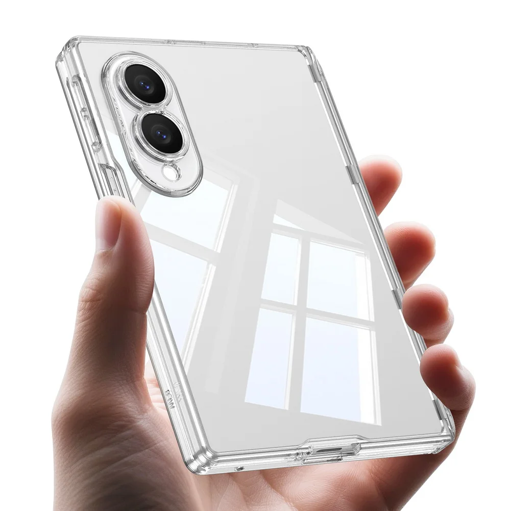 Ultra Protective Transparent Full-Coverage Phone Case with Magnetic Rebound Hinge