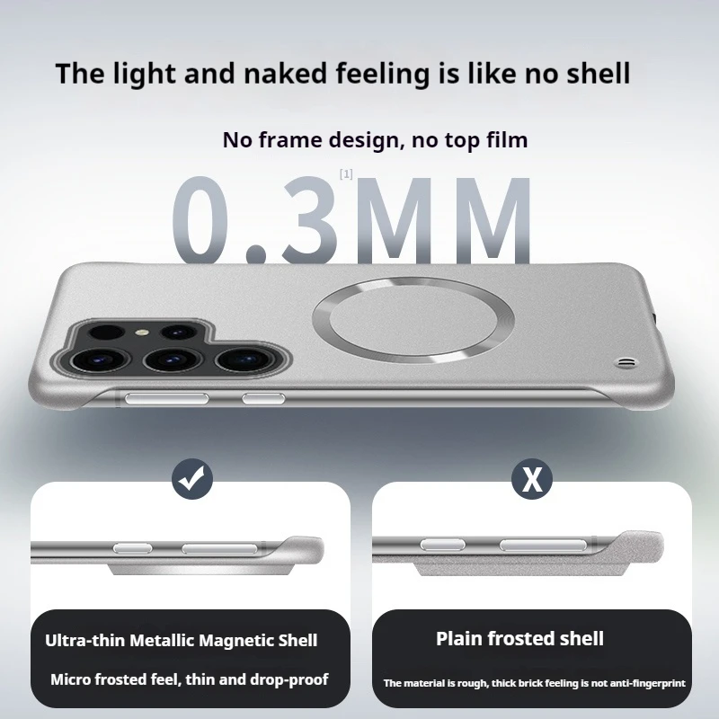 Sleek Matte Metallic Magnetic Phone Case with Breathable Design