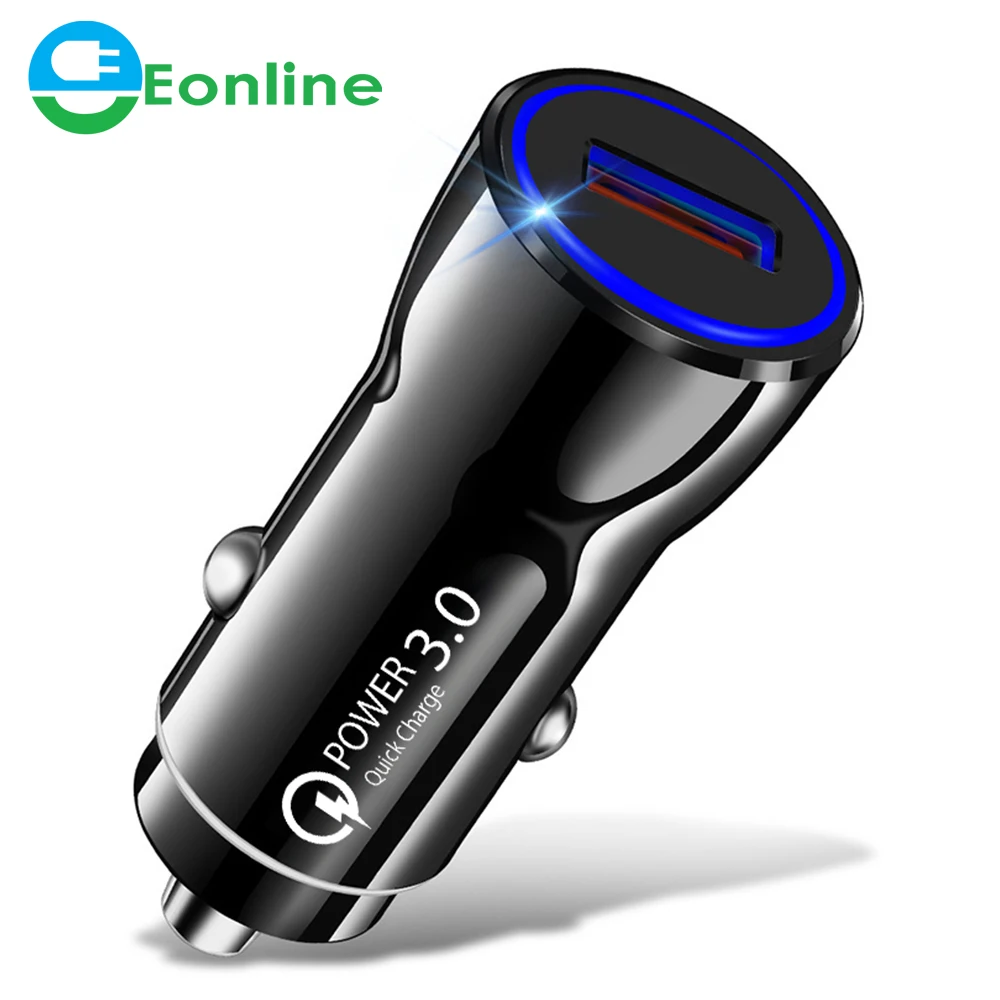 

Eonline Mini USB Car Charger Quick Charge 3.0 18W Super Fast Charging Charger For iPhone Huawei Xiaomi Mi Type C Mobile Phone