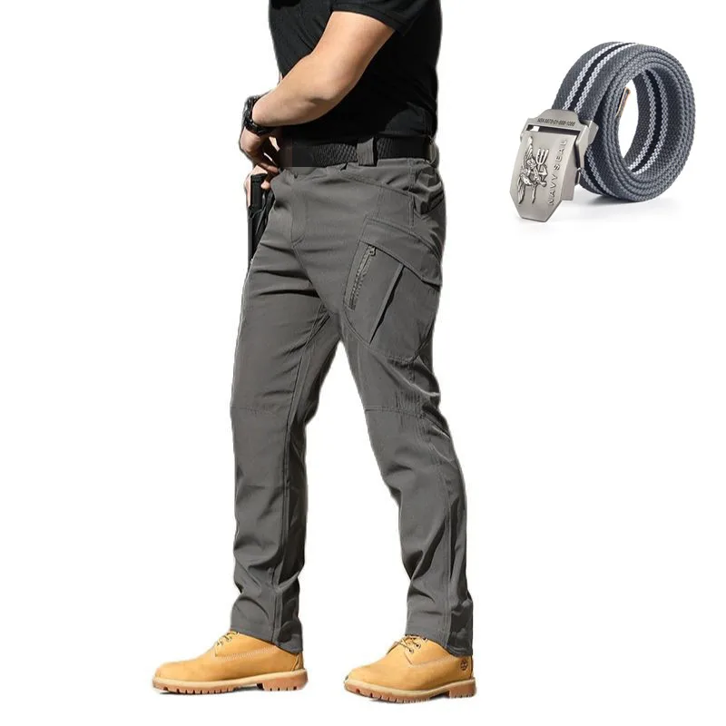 

Gift Belt Unique Special Forces Fans Overalls Stretch Breathable Tactical Pants Multi Pocket Front Zipper Outdoor Casual Pants