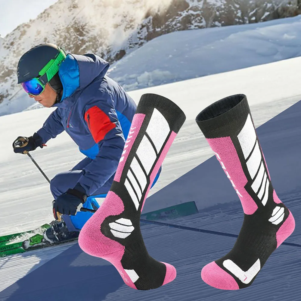 1 paio di calzini da sci invernali all'aperto a tubo alto uomo donna calzini sportivi calzini da trekking multiuso elastici alti per interni all'aperto
