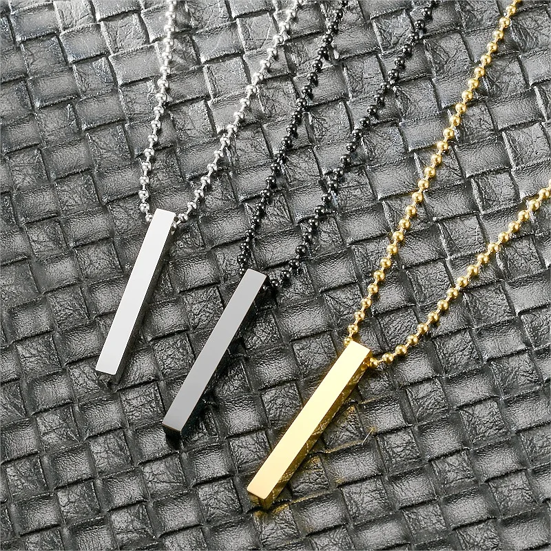 

Titanium steel pendant three-dimensional strip necklace square cylinder four-sided lettering custom necklace