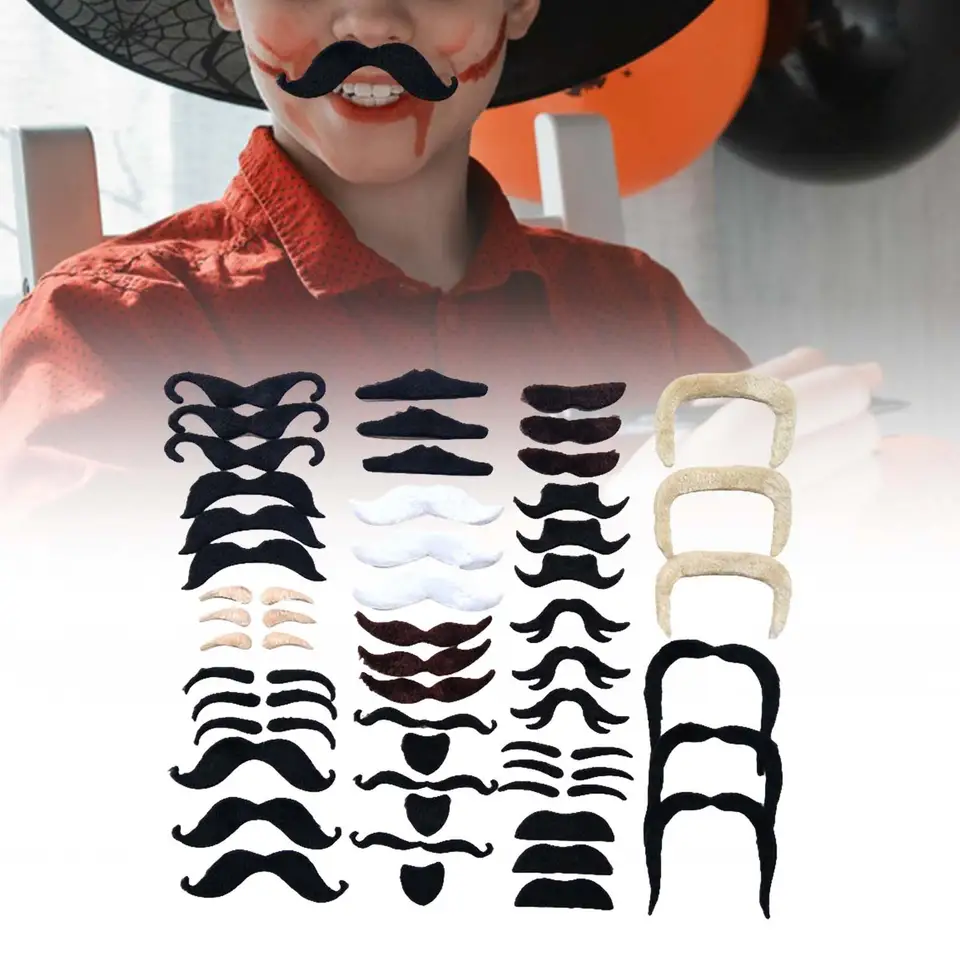 Baffi Finti In Stoffa Per Uomo, Realistici E Riutilizzabili, Per Cosplay, Halloween E Feste