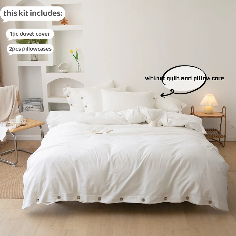 3pcs  100% cotton bedding set Double Duvet Cover Set 220x240 Solid Twist Cotton King Size Bedding Set Quilt Cover Set 2