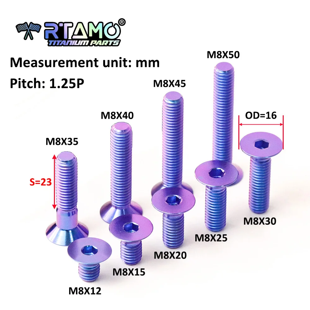 Bullone In Titanio M8x20mm Testa Svasata Torx - Grado 5 Per Bici, Moto, Auto - Yaruijia