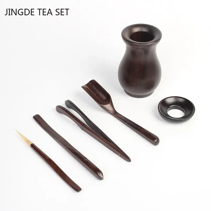 Tea Ceremony Six Gentlemen Set Chinese Tea Set Accessories Ebony Tea Making Tools Solid Wood Tea Clip Spoon Tea Art Decoration