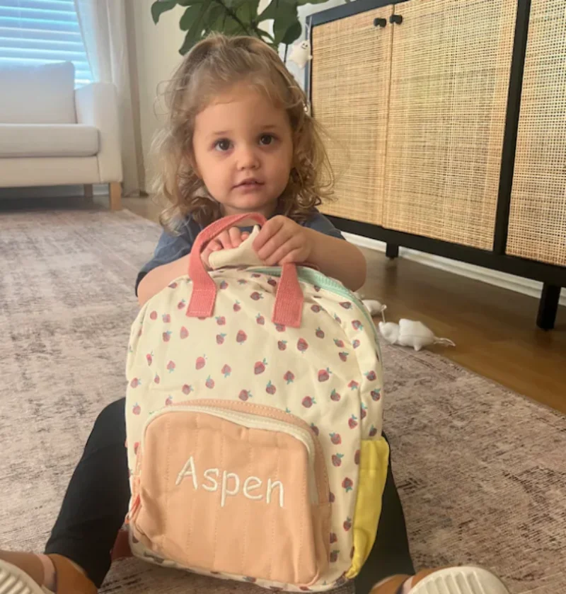 

Personalized Name Embroidered Kids Backpack Custom Name Embroidery Backpack for Girls and Boys Backpack Strawberry Toddler