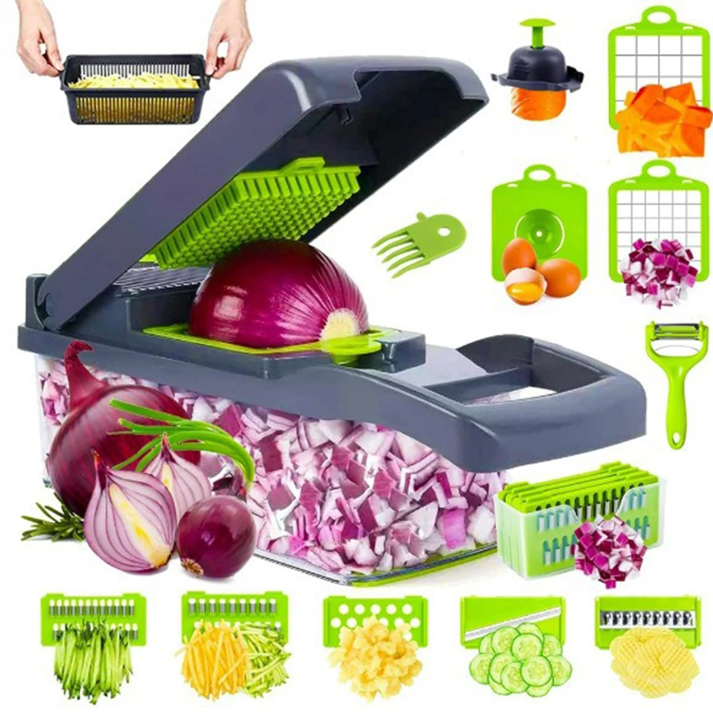 14 in1 Multifunctional Vegetable Chopper Handle Food Grate Food Chopper Vegetable Slicer Dicer Cut Kitchen Items
