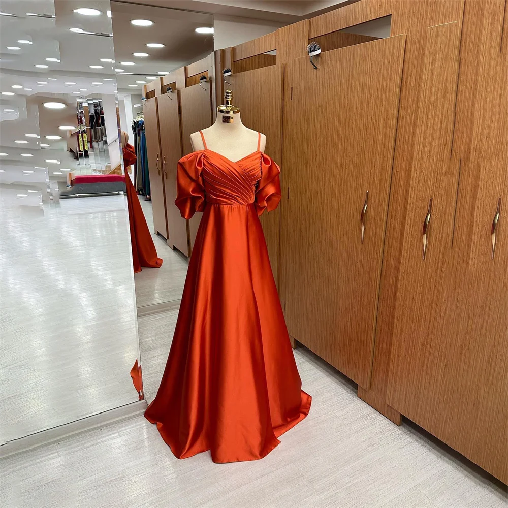 

Платье на бретельках-спагетти с лилиями, официальное платье-трапеция оранжевого цвета, женское платье для свадьбы с рукавом до локтя, платье для особых случаев, платье для вечеринки