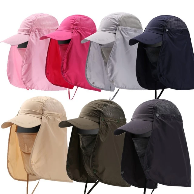 Wholesale Outdoor Fishing Hat Sport Hiking Visor Hat UV Protection Face  Neck Cover Fishing Sun Protect Cap ArmyGreen_Adjustable one size From China