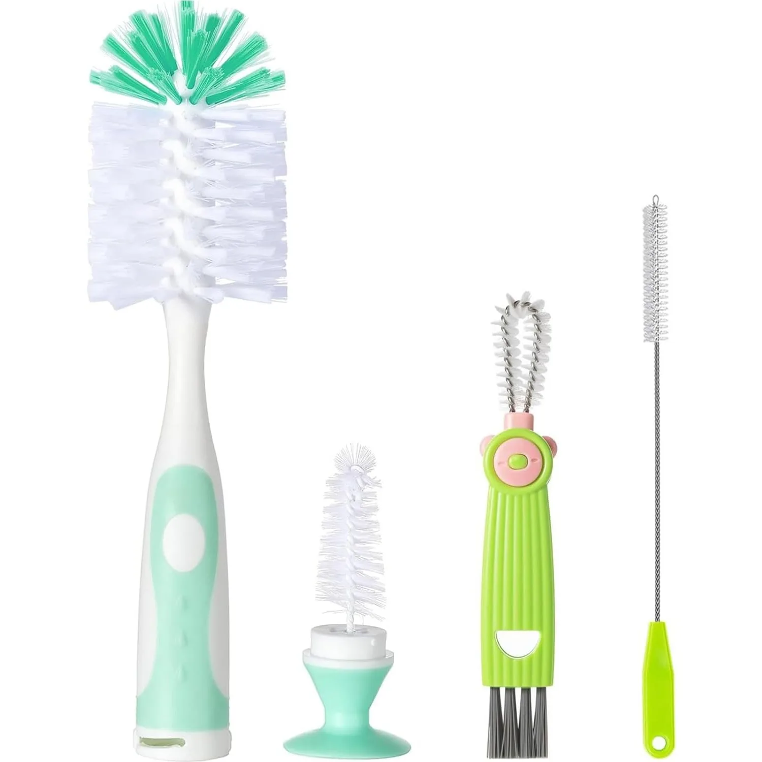 4-in-1 Versatile Bottle Cleaning Brush Set – Includes Nylon Brush, Cap Brush, and Dual Straw Brushes