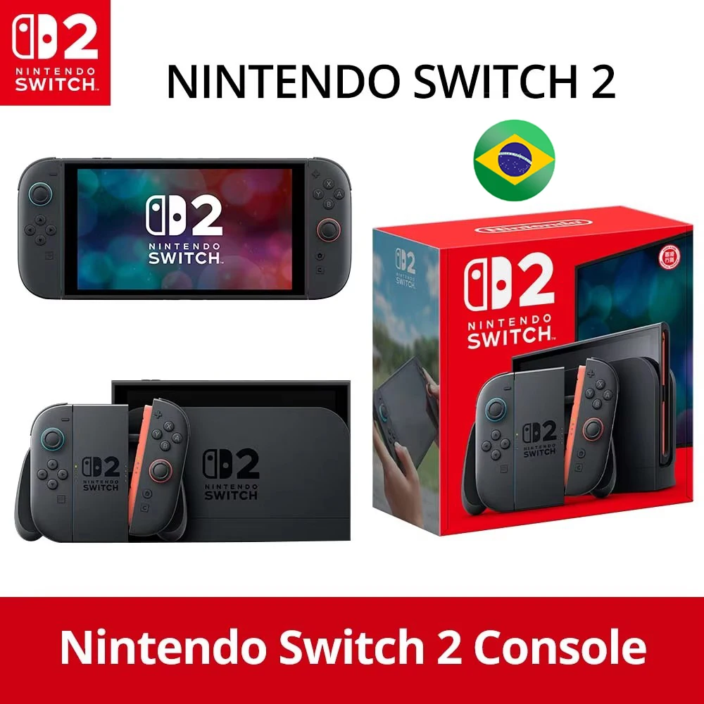 Console de jogos original nintendo switch 2, 1080p, 120hz, alça joy-con2, console estável, modo de tv, console de videogame