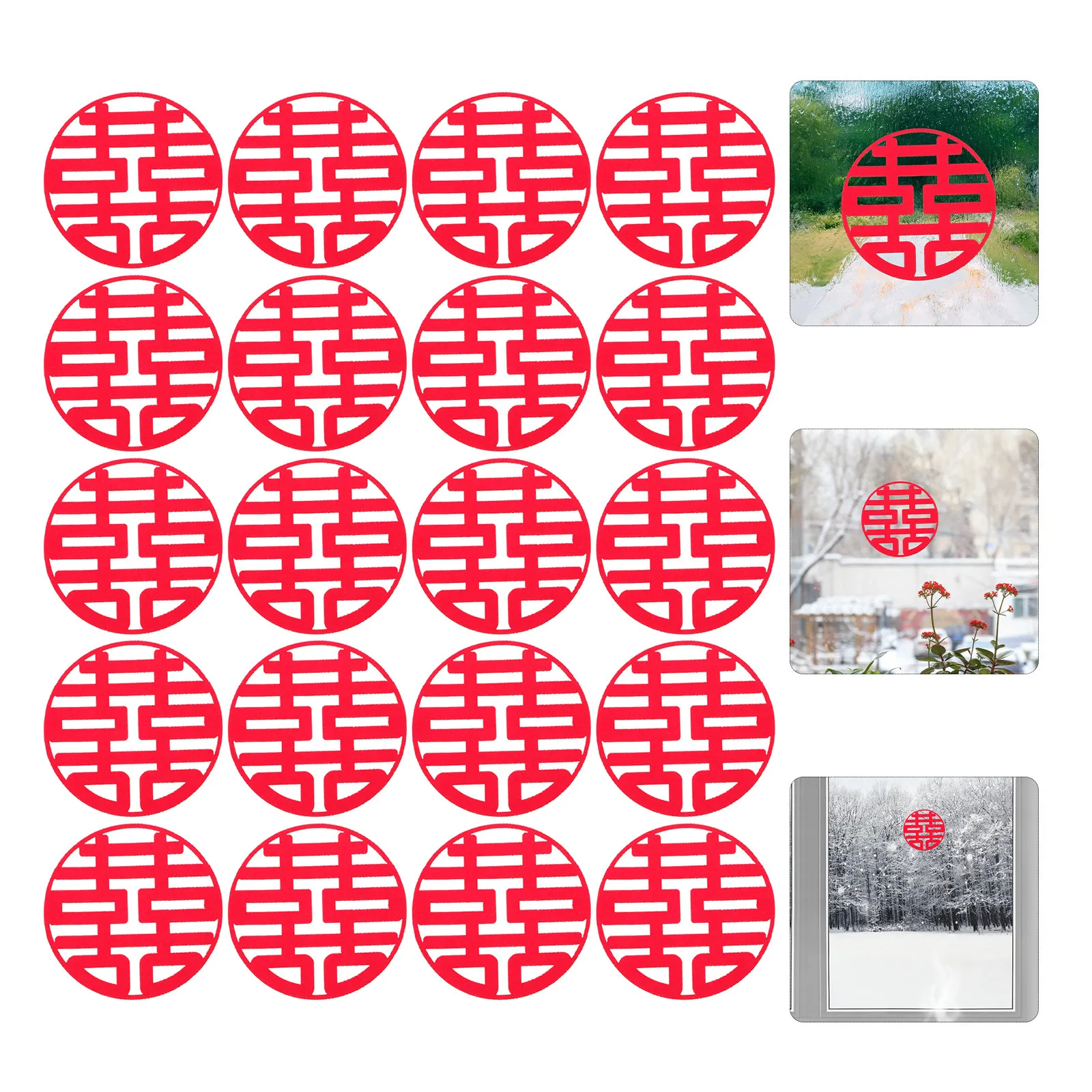 30Pcs 중국어 결혼식 종이 컷 레드 부직포 행복 컷 스티커 전통 결혼식 장식 문 중국어 Xi 장식