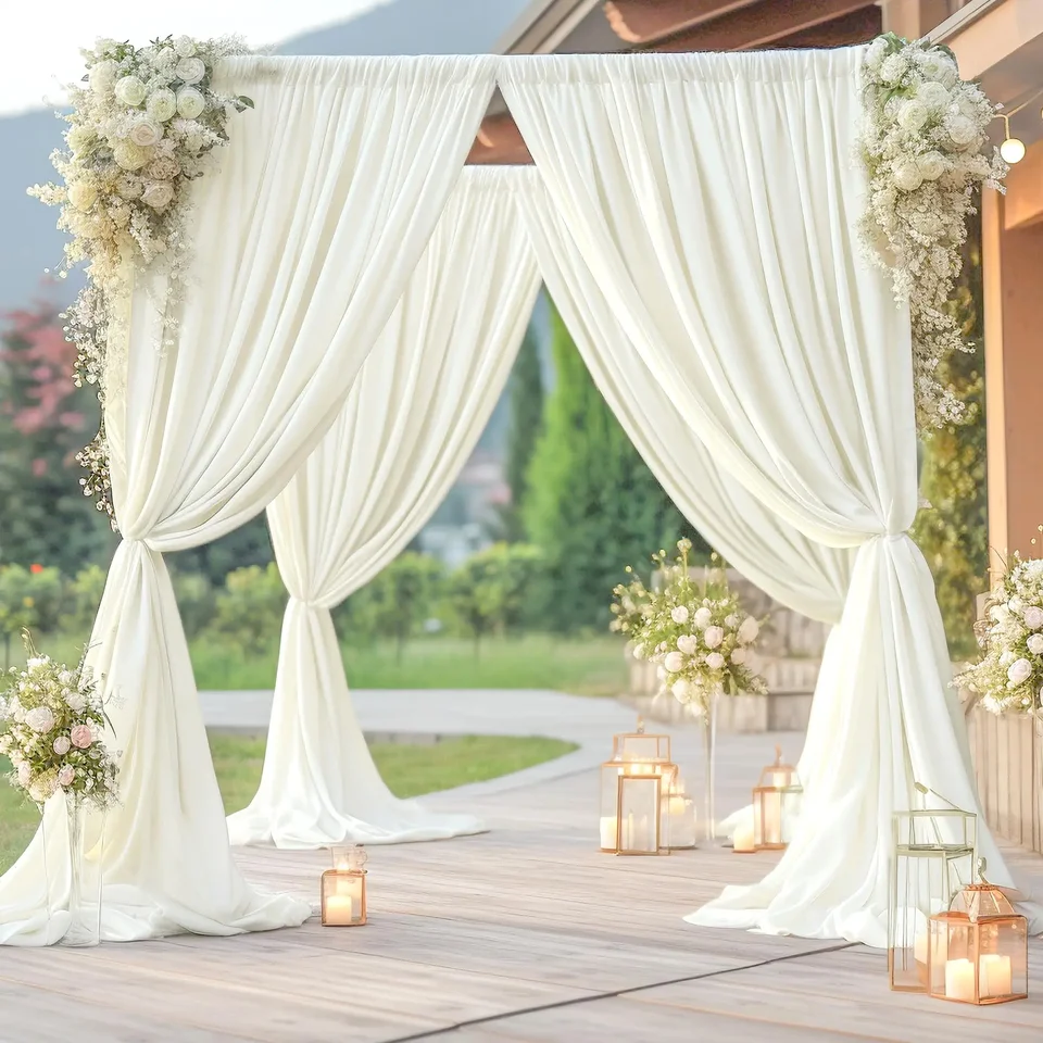 Mariage Floral Mur Toile De Fond 3x2m Fleurs Blanches Rideau Photo Fond