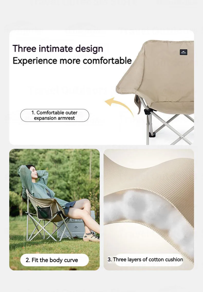 Description Picture 4 of itemNaturehike Folding Moon Chair Lightweight Armchair Portable Backrest Seat Stool for Outdoor Camping Fishing Travel 110kg Bearing