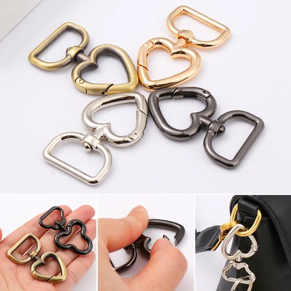 

Spring Rings Heart Buckles Clip Zinc Alloy Plated Gate Carabiner Purses Handbag Shoulder Strap Belt Clasp Push Trigger Snap Hook