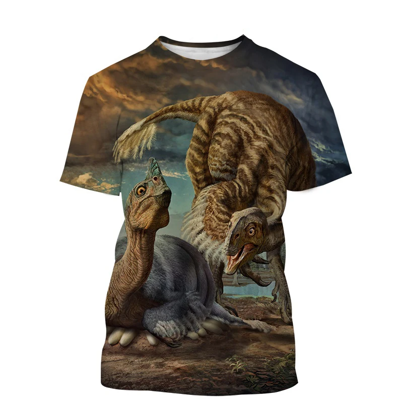 

Мужская и женская футболка с коротким рукавом и 3D-принтом динозавра
